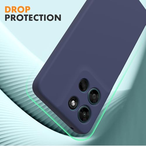 Image of DIZORO Microfiber Candy Case for Motorola G57 Power 5G Smooth Touch Cushion Liquid Soft Silicone Gel Rubber Phone Cases Non-Slip Full Body Protective Shockproof Back Cover -Navy