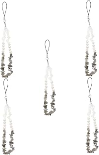 PartyKindom 5Pcs Pérola Pulseira De Corrente De Telefone Móvel Para Câmera Cordão Roxo Cordão De Pulso Cordão De Telefone Cordão De Pérola Charme De Telefone Gema Talão Charme De Telefone