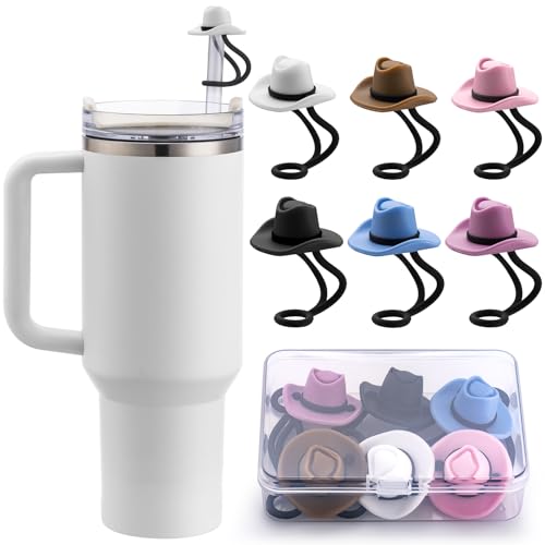 Straw Cover Cap for Stanley Cup 30 40 oz, Silicone Straw Toppers Cowboy Hat, Tumbler Cup Accessories for 10mm 0.4in Straws Cute Gifts Ornaments for Women