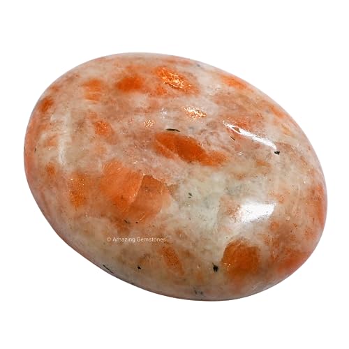 Image of Amazing Gemstone Sunstone Crystals and Healing Stones - Large Palm Stone Crystals Piedra - Crystal for Good Luck, Positive Energy, Meditation - Unique Stocking Stuffers and Birthday Gifts for Women