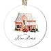 Our New Home Ornament 2018 Christmas Ceramic Collectible First New House Condo Real Estate Homeowner 1st Winter Holiday New Property Buyer 3" Flat Porcelain Keepsake w Red Ribbon Free Gift Box OR00019