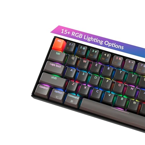Image of Keychron K6 Mechanical Keyboard 65% Compact 68 Key Wireless Gaming Keyboard, RGB Backlight Bluetooth 5.1 /Wired Keyboard Compatible with Mac Windows, Gateron G Pro Brown Switch