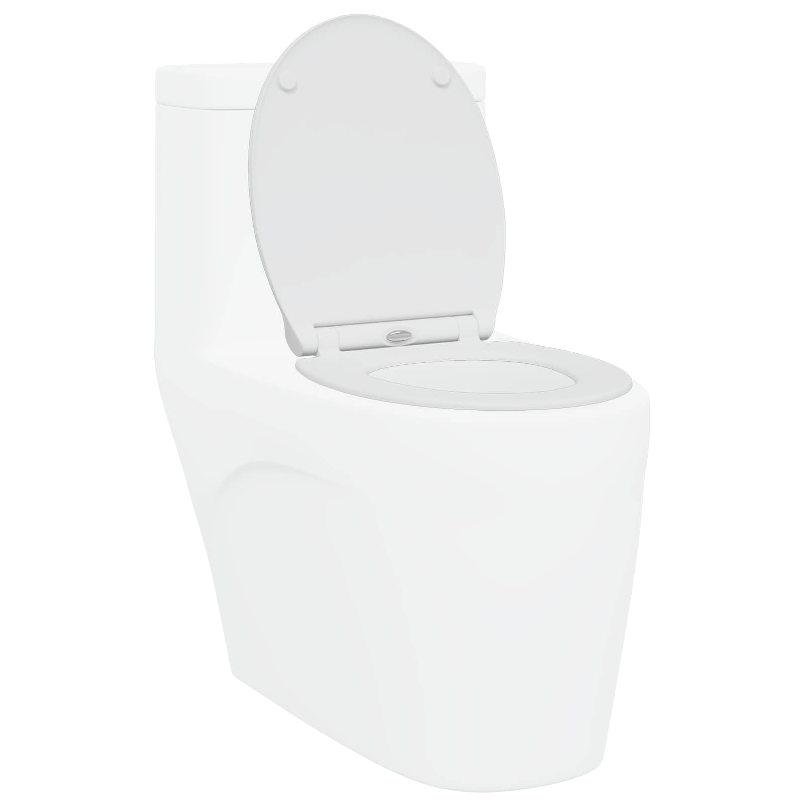 WC Sitz Toilettensitz Weiß Duroplast 45,5 x 37,5 cm Absenkautomatik Scharnier für WC Toilettendeckel Montage Innenbad Komfort Sanitärzubehör