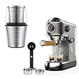 KNOKR Kaffeevollautomat 20 bar halbautomatisches Pulver mit Milchdampfaufschäumer für Espresso, Cappuccino, Latte und Mokka (Color : CM7008 N BCG300, Size : AU)