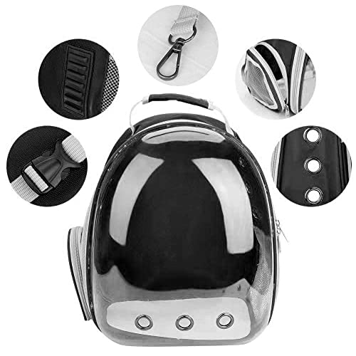 Foodie-Puppies-Astronaut-Space-Transparent-Capsule-Breathable-Airline-Approved-Ventilate-Transparent-Carrier-Backpack-for-Travel-Hiking-and-Outdoor-for-Puppies-Cats-Black