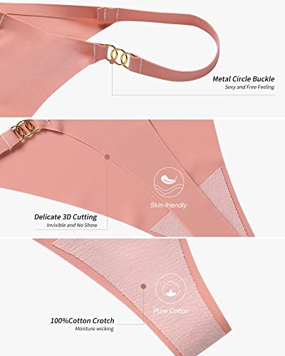Image of DEANGELMON Seamless G-string Thongs for Women - No Show Thong Underwear Low Rise Stretch Panties Workout Pack