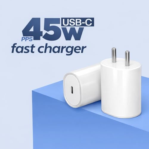 Image of 45W PPS Fast Charger for Nothing Phone 3a /3a Pro /2a /2a Plus /2 /1 & CMF Phone 1 | PD 3.0 USB C Type-C Rapid Charging Adapter | BIS Certified Wall Charger | White