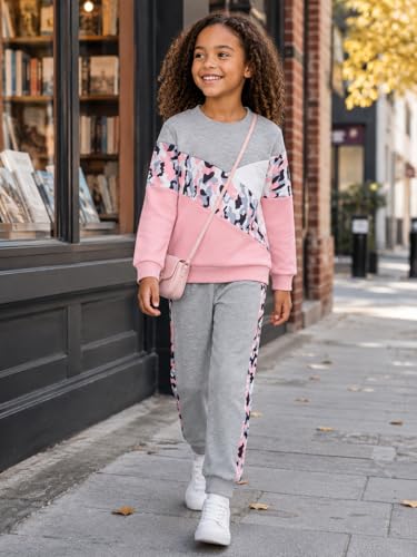 Image of Toddler Girls 2 Piece Cute Outfits, Crewneck Sweatshirt with Jogger Pants Kids Clothing Set for Fall Winter
