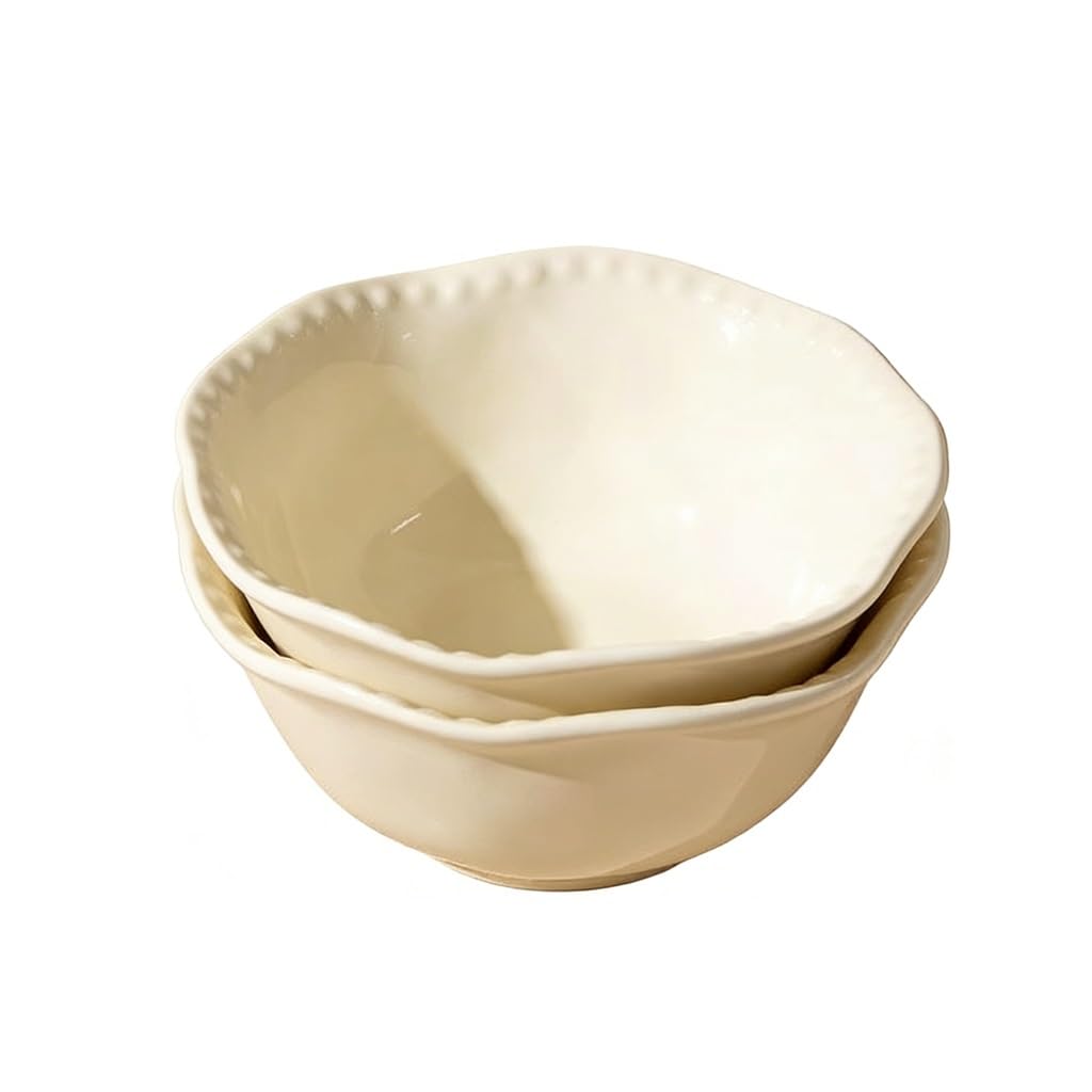 Schale zum Servieren, Schüsseln for Suppe, Müslischüssel, 2er-Set, 450 ml, Keramik, weiß, großes Frühstück for Salate, Nudeln, Reis, Haferflocken
