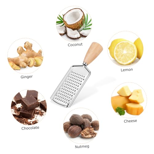 Rallador multifuncional de acero inoxidable con mango de madera miniatura 7