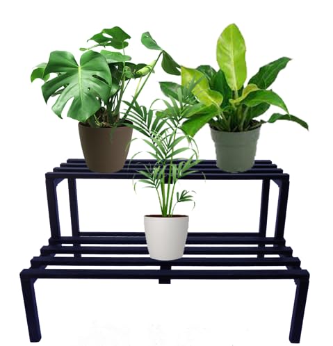 KORZA HOME 2 Tier Plant Rectangular Stand Galvanised Metal Flower Pot Holder Gamla Support Corner Rack Outdoor Display Shelf for Home Garden Balcony Decoration (B0CK9RK6JL) Amazon Price History, Amazon Price Tracker