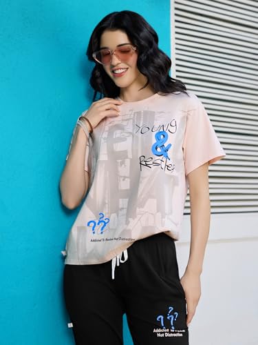 Image of ZEYO Night Suit for Women's Printed Night Dress of Top and Pyjama