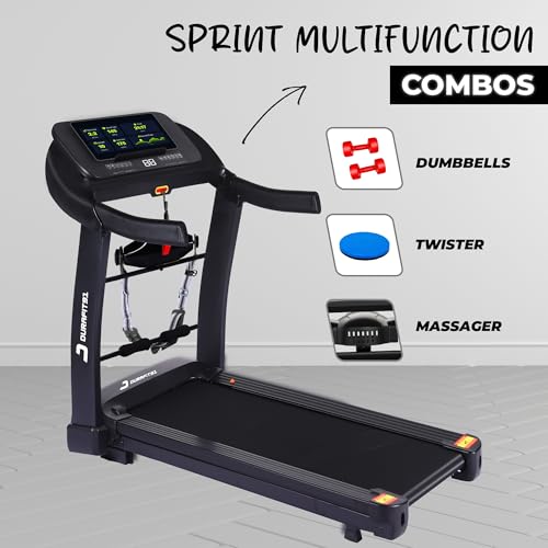 Image of Sprint Multifunction 5HP Peak BLDC Motorized | Hydraulic Foldable Treadmill | 16 Km /Hr Max Speed| 140Kg User Weight | Bluetooth Speaker| Wynd app | Home use| Black