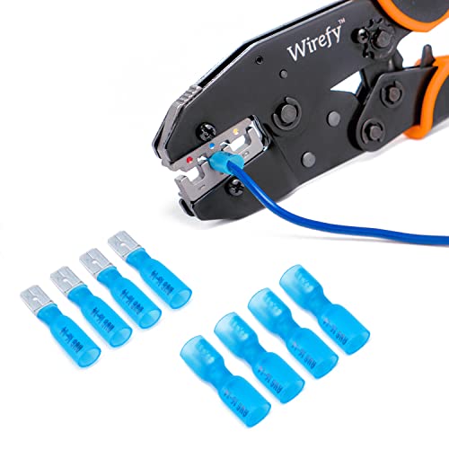 Wirefy 150 PCS Male Female Spade Connectors - Heat Shrink Spade Connector Kit - Electrical Spade Terminals - Wire Connectors
