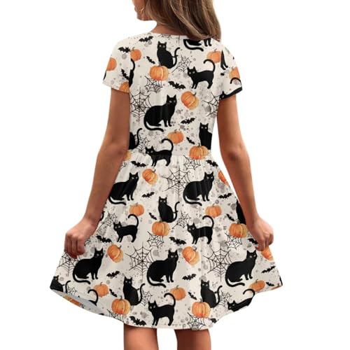 Image of Short Sleeve Dress for Girls with Pockets Cute Toddler Girl Clothes Summer 2-12
