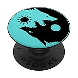 Turquoise Ying Yang Wolf Sun Moon Yin Yang Zen Dog