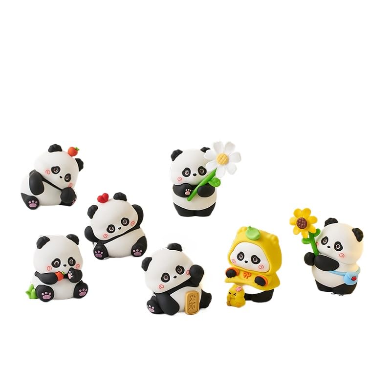 Mo Zai's Little Happiness Blind Box – niedliche Panda-Tier-Gezeiten-Spielpuppe, zufällige Auto-Ornamente, Schreibtisch-Dekorationen, Stressabbau-Geschenk (5 zufällige Packungen)