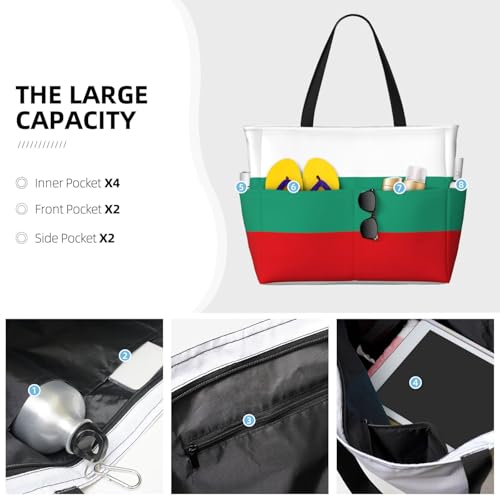 Bulgarian Flag Large Capacity Foldable Tote Bag Women Beach Tote Bag Handbag Gym Bag Travel Shopping Bag3