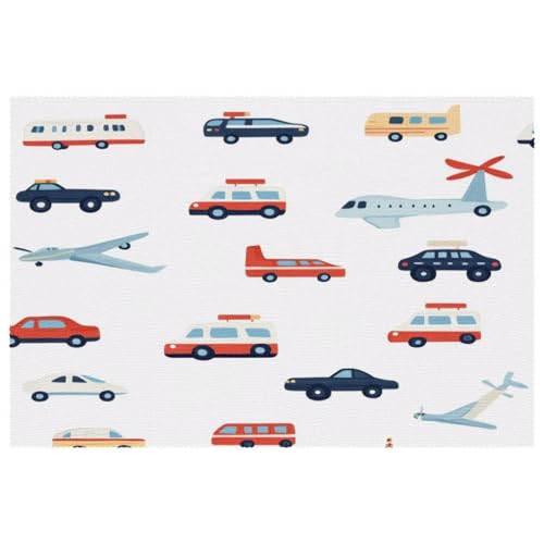Set de table salle à manger motif avions bus 30x45cm résistant