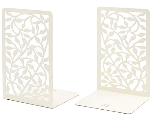 Cnk Book Ends Bookends For Book Shelves, Metal Book Ends For Home Office Heavy Books, Book Shelf Holder, Home Decorative, Book Stoppers, Book Holder, Set Of 2 White Infinite Leaves Bookends #TOP14