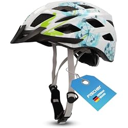 FISCHER Erwachsene Fahrradhelm, Radhelm, Cityhelm Urban Flower, S/M, 52-59cm, weiß blau & Erwachsene Fahrradhelm, Radhelm, Cityhelm Urban Levin, S/M, 52-59cm, grau, mit beleuchtetem Innenring-System Sport & Freizeit