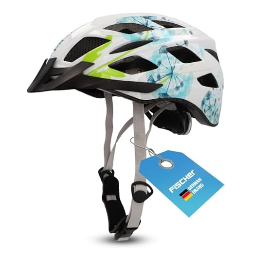 FISCHER Erwachsene Urban Fahrradhelm, Flower weiß mit Blumen, S/M, 52-59 cm