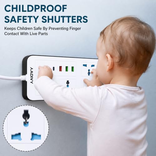 Image of 8 in1 Universal Extension Board with 4 Sockets 3 USB Ports, 1 PD Type-C Fast Charging | 2500W Heavy Duty Power Strip with Switch | 1.8 M, Cord for Home Office TV Computer Mobile