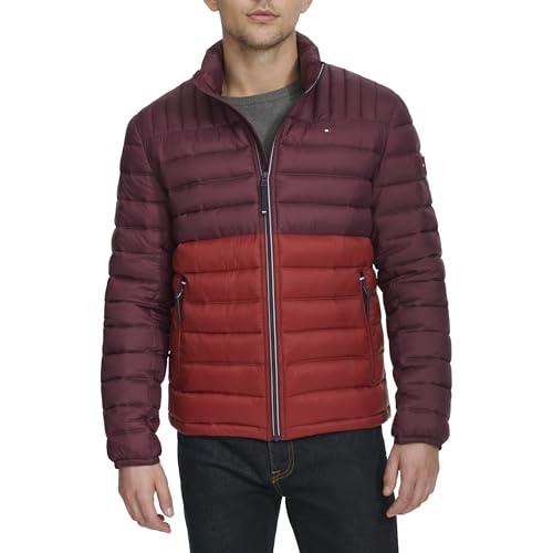 Image of Tommy Hilfiger Mens Embroidered Logo Puffer Jacket
