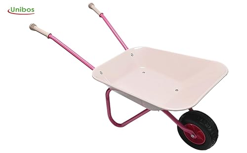 Unibos | Pink Wheelbarrow Set Children, Children Metal Wheelbarrow Kids Gardening Set With Shovel, Rake, Fork & Kids Gloves, For Outdoor, Educational, Farm, Gardening Toy, Play (Pink) 3 Unibos | Pink Wheelbarrow Set Children, Children Metal Wheelbarrow Kids Gardening Set With Shovel, Rake, Fork & Kids Gloves, For Outdoor, Educational, Farm, Gardening Toy, Play (Pink) - Image 3