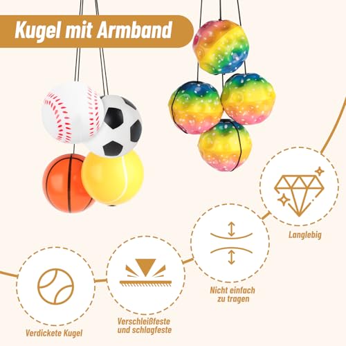 STEFUEWILL17 4 Stücke Springball mit Schnur Kinder - Ball Mit Schn, Ball an Schnur Kinder, Bounce Balls, Ballmit Gummiband, Sport Spielzeug, Handgelenkübungen