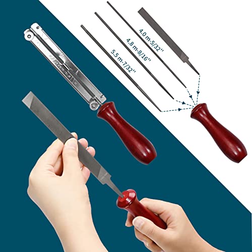 Zreneyfex Kit de afiação de motosserra mini sem fio 10 peças contém limas redondas de 5/32, 3/16 e 7