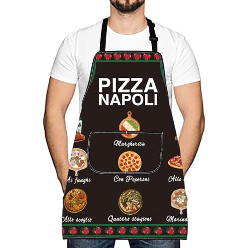 Tablier de cuisine Napoli Pizza Italienne imprimé Margherita en coton réglable