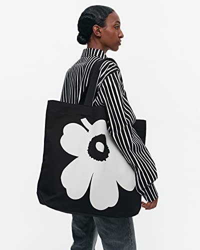 Bolso Tote Torna Unikko de Algodón Negro y Blanco miniatura 6