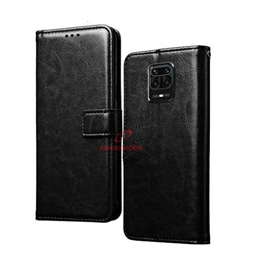 Image of Inside Rubber TPU with Card Pockets Magnetic Closure Protection Compatible with Redmi Note 9 Pro, Redmi Note 9 Pro Max (Black)