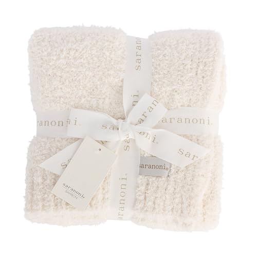 Image of Saranoni Bamboni Luxury Throw Blanket | Oversized Super Soft Plush Home Decorative Comfy Blankets for Couch or Bed | Ivory - X-Large 60 inch x 80 inch