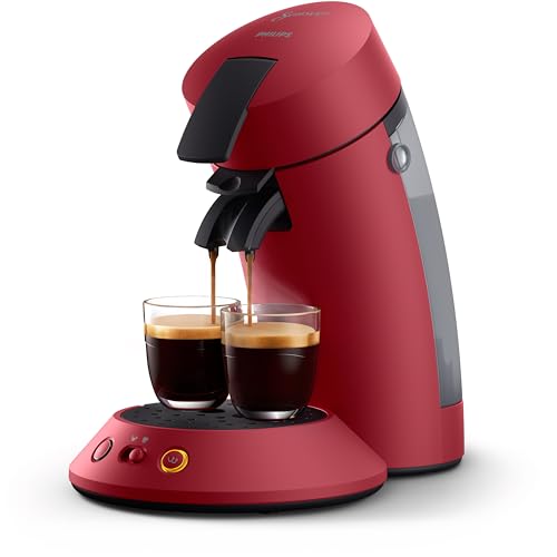 Philips SENSEO Original Plus Cafetera de Monodosis, Selección de Intensidad, Tecnología Coffee Boost, Bajo Consumo, 1 o 2 Tazas de Café, Rojo Oscuro (CSA210/91) [Clase de eficiencia energética A]