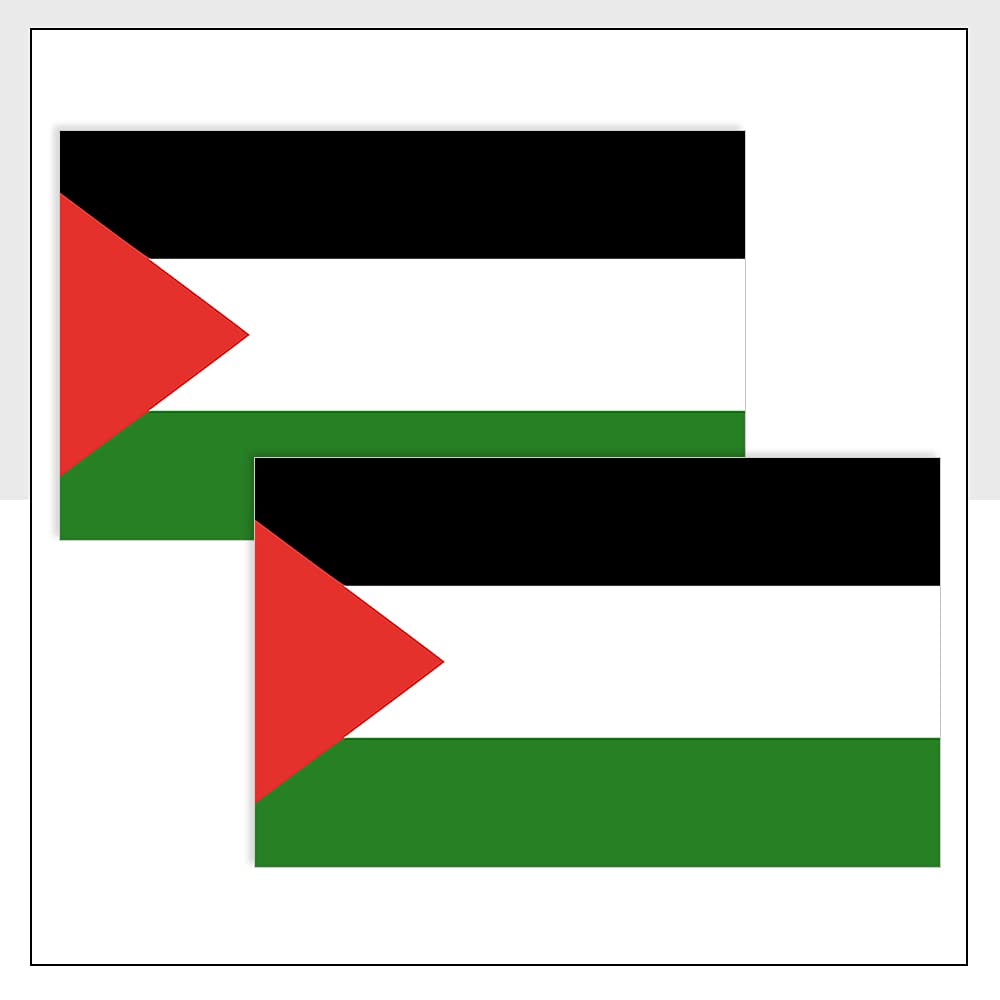 Packwith Multicolor State Of Palestine Flag Bumper Stickers Pack Of 2 (150Mm X 75Mm) Vinyl Pse Flag Labels For Bike Car Van Windows Helmet Packwith® #P1044