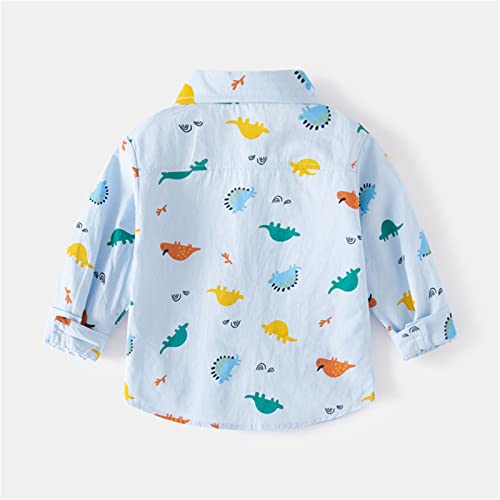 Little Toddler Boys Dinosaur Animal Print Shirt Button Down Shirts Long Sleeve Cute Cartoon T-Shirts Fall Casual2