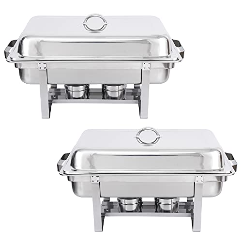 LEMY 8 Qt Stainless Steel Chafer Chafing Dishes Full Size Chafer for Catering Buffet Warmer Tray Kitchen Party Dining (2 Packs)