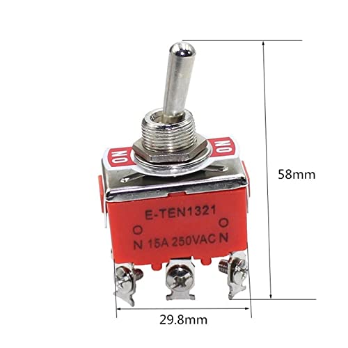 Interrupteur à bascule 6PIN marche alimentation électrique 15A 250V pour filetage 12mm