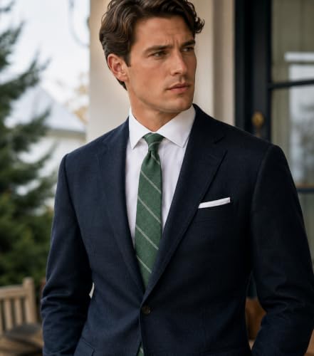 Image of BELLUNO Men's 2.5 inch Skinny Solid Cotton Linen Ties