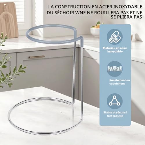 Support de séchage avec revêtement en caoutchouc pour éviter les rayures, égouttoir pour carafes à vin à fond standard, brosse de nettoyage et perles de nettoyage – vue 5