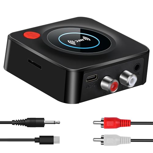Bluetooth 5.2 Transmitter Receiver,Wireless Audio Adapter with Display for Home Stereo System,Bluetooth RCA 3.5mm AUX for Smart Phones/PC/MP3/CD Player/Speaker/Car Stereo/TV,with TF Card Output