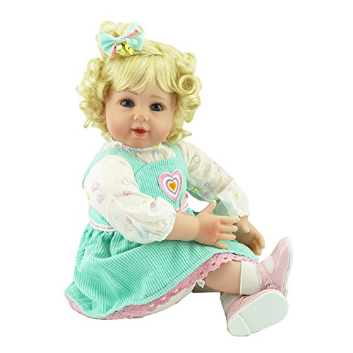 YIHANGG Reborn Baby Puppen Handgemachte Lebensechte Silikon Vinyl Baby Puppe Weiche Simulation Grüne Prinzessin Kleid 20 Zoll 50 cm Augen öffnen Mädchen Lieblingsgeschenk – Bild 7