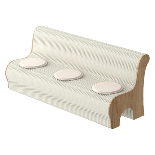 FLYXADQ ペーパーベンチ 折りたたみ ペーパースツール ペーパーソファ クラフト紙スツール アコーディオン 椅子 丸いクッション付き背もたれソファスツール 撥水加工 段ボール 椅子 長さ調節可能 アコーディオン 折りたたみ式 伸縮ベンチ 紙製 スツー