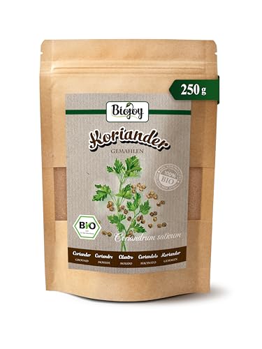 Biojoy Cilantro en polvo Ecologico (250 g), Cilantro molido, Semillas de Cilantro molidas (Coriandrum sativum)