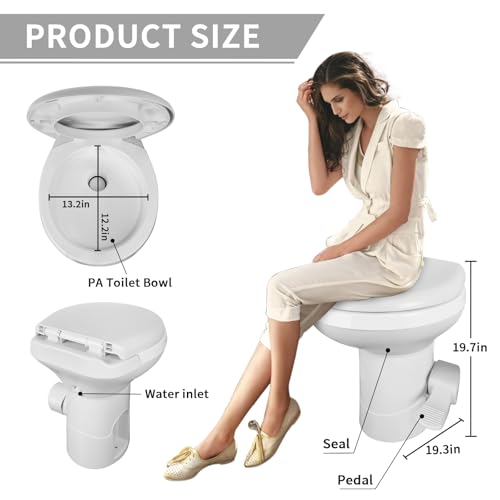 Image of RV Toilet - Upgraded Gravity-Flush Pedal Flush(2026 New), 4.5 Gallons RV Camper Toilet High Profile with Damping Slow Down Toilet Seat and Cover for RVs, Trailers