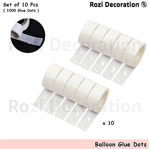 Image of Rozi Decoration Glue Dot Balloon Accessories Tool Kits Foil,Latex,Confetti Balloon Adhesive,Easy To Use Pack Of 10 Roll /1000 Glue Dots,Transparent