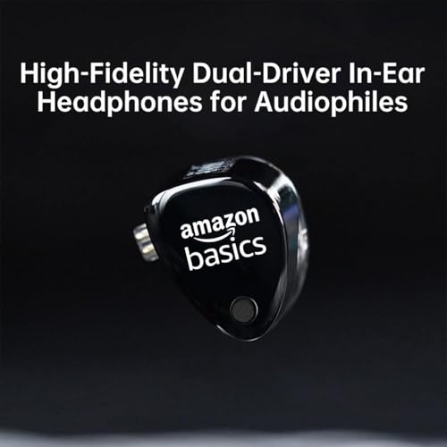 Image of Amazon Basics Pro Series in Ear Earphone with Mic | 3.5 mm Plug | Dual 10mm Dynamic Drivers | 4-Level Tuning Switch | OFC Flat Cable | 3.5mm Plug | for Audiophiles & Musicians | Black