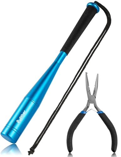 pullther Fischtöter Angelzange Set Hakenlöser Angeln Aluminium Fischbetäuber mit Schlüsselband Kohlenstoffstahl Angeln Zange Sprengringzange Angel Zubehör für Salzwasser und Süßwasser